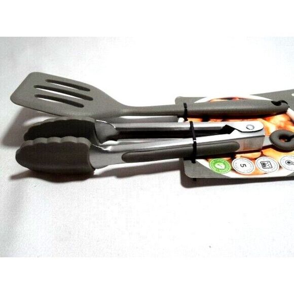 Taylor's Eye Witness Turner & Tongs Mini Silicone Grey Handles 8.25 inches NEW - Picture 3 of 4